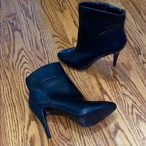 Brand New!! Black leather ankle heel boots